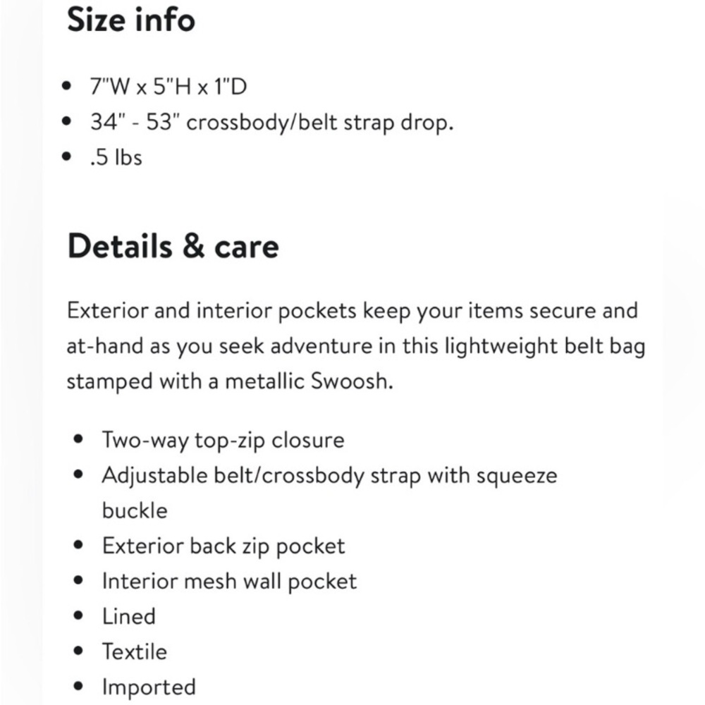 Nike Aura Black Waist Belt Bag - Jogging, Walking, Shopping | Hands Free - Picture 8 of 9